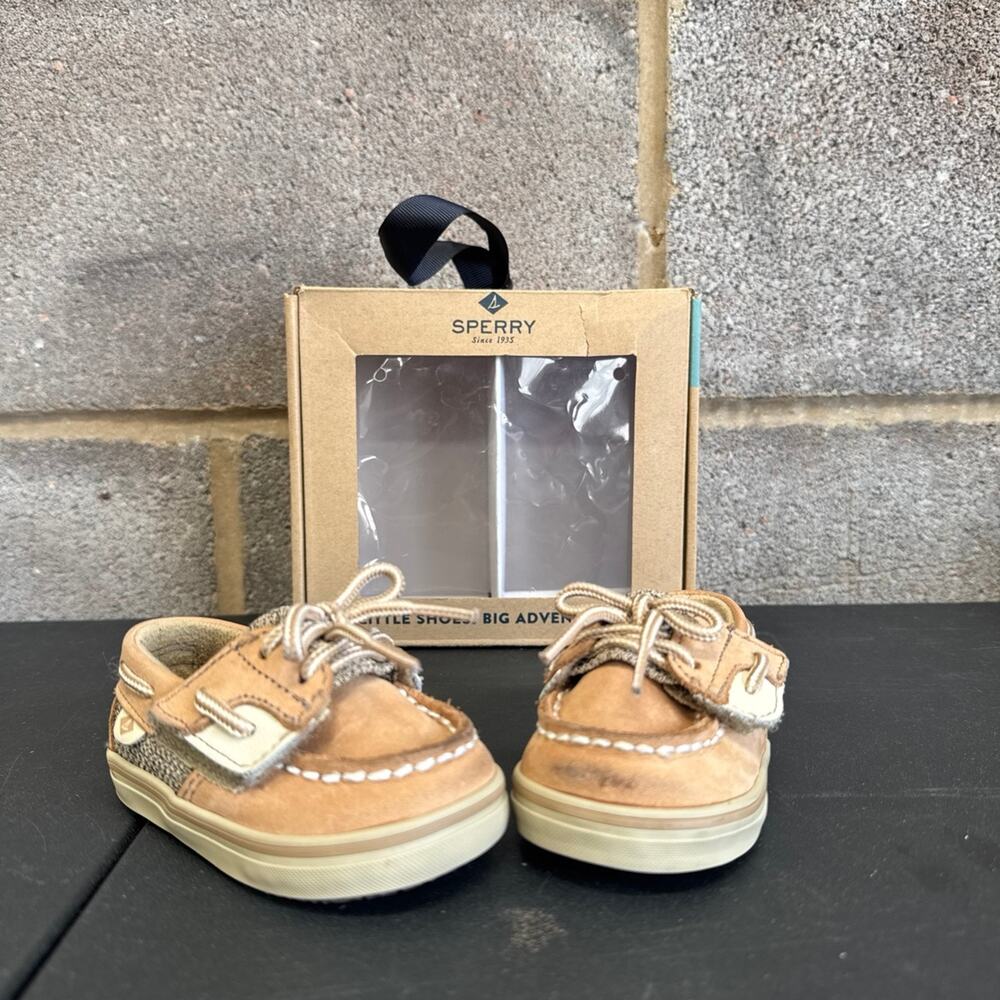 Pair of SPERRY BLUEFISH CRIB-JR. / Linen Infant Girl Shoes Size 1M
